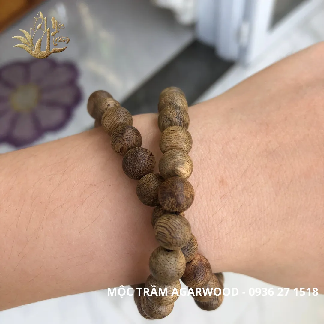 Natural Vietnamese Agarwood Double Wrap Bracelet – 8mm Kien Toc Oud Beads (Khanh Hoa)&nbsp;